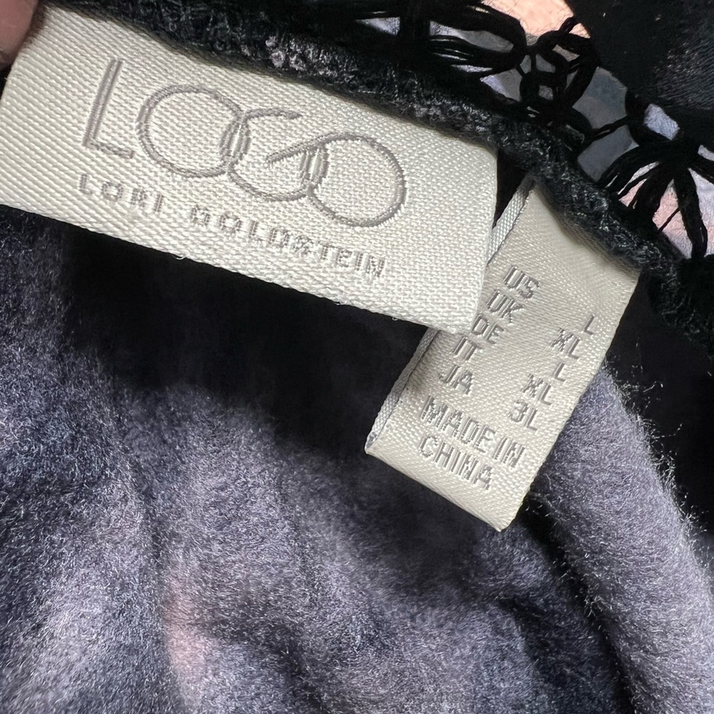 LOGO by Lori Goldstein Purple and Gray Cardigan Featuring Sheer Hem & Open Back. - Picture 10 of 15